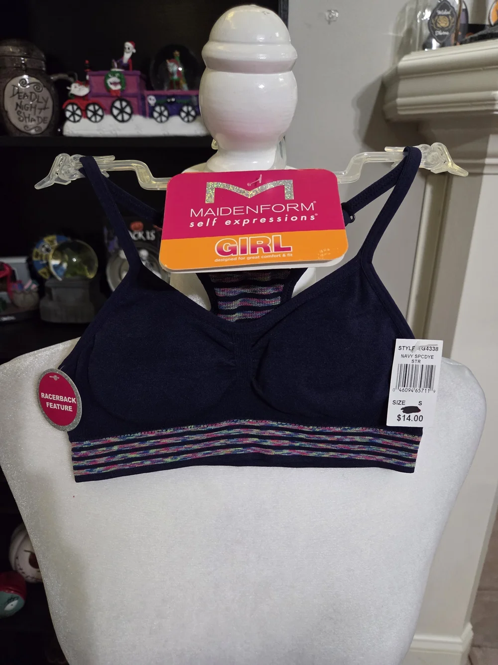 Maidenform Girl Navy Racerback Bralette with Multicolor Striped Band